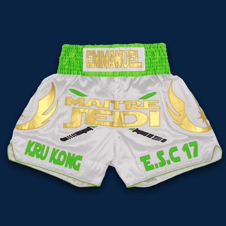 Custom Muay Thai Shorts, Arctic White